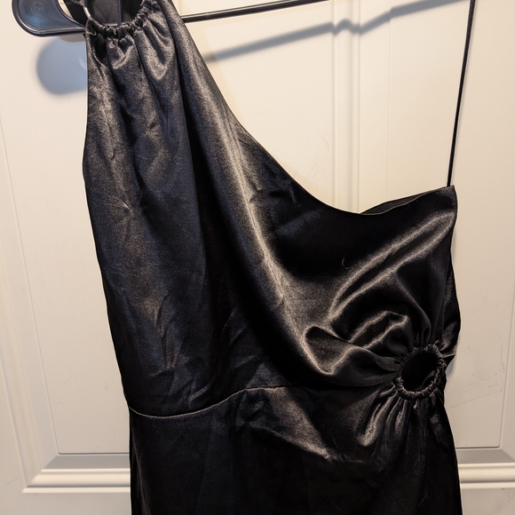 French Connection Womena One Shoulder Elegant Black Midi Dress Size 10 - Picture 4 of 6